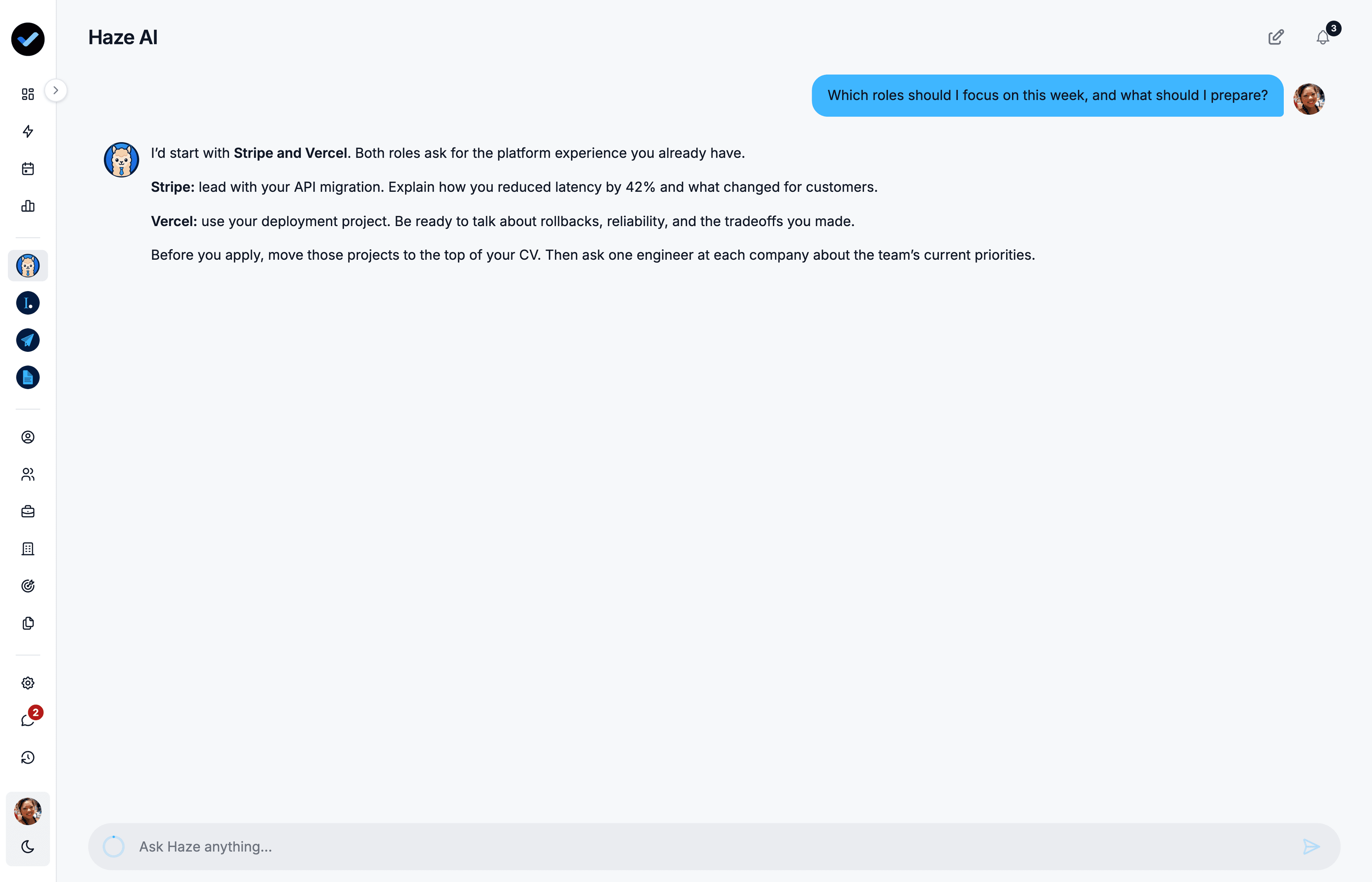 Haze AI personalised job search advisor