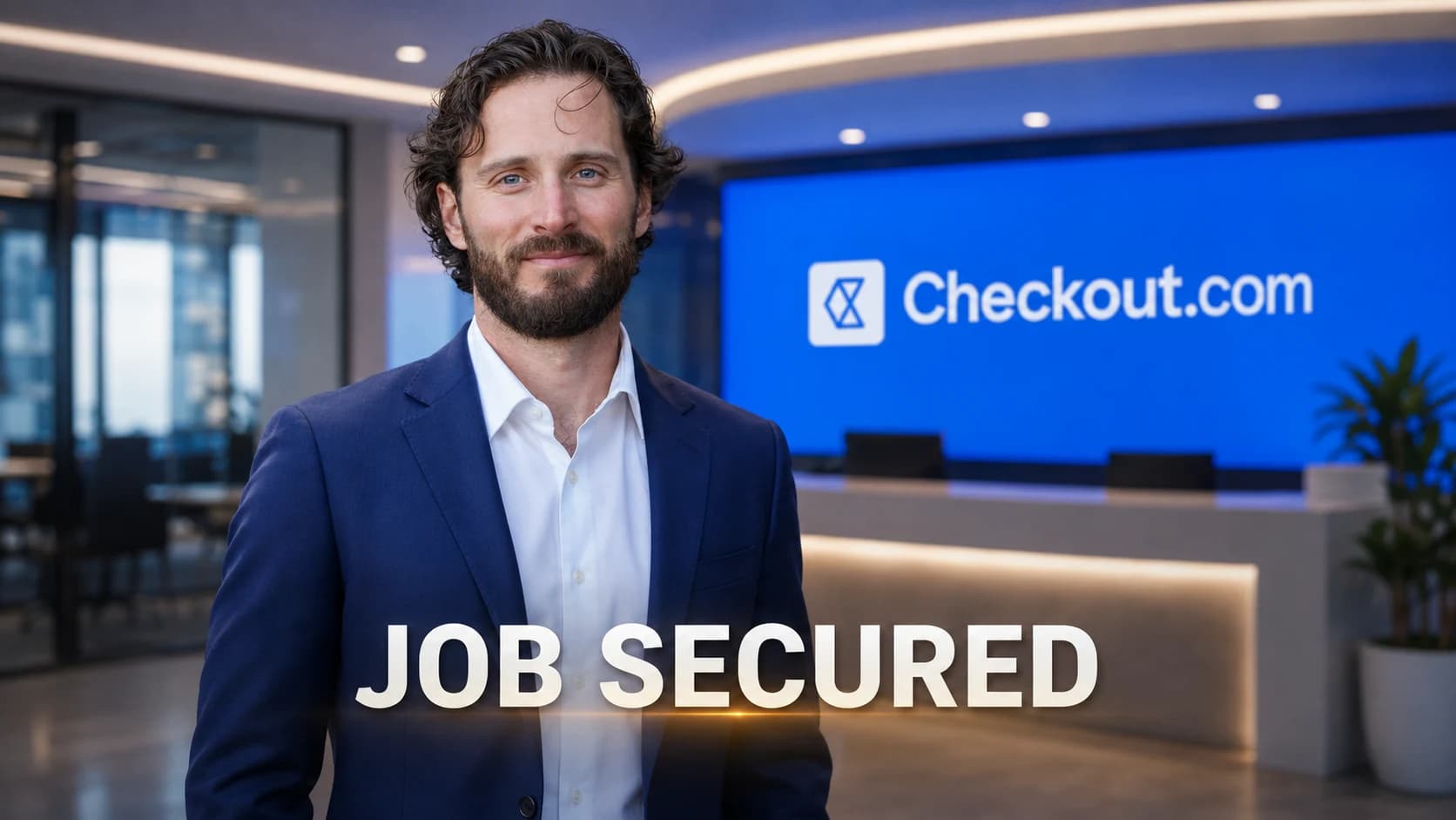 Max in the Checkout.com success story cover supplied with his case study